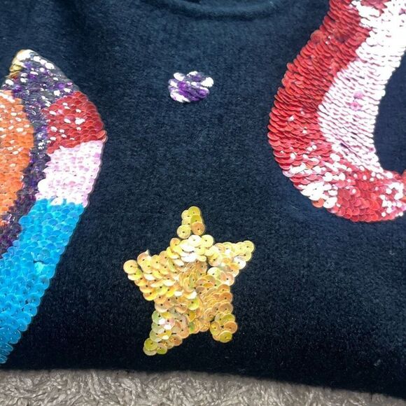 Vintage In Charge Sequin Cosmic Star Moon Silk Angora, and Lambswool Sweater Wom - Picture 12 of 12